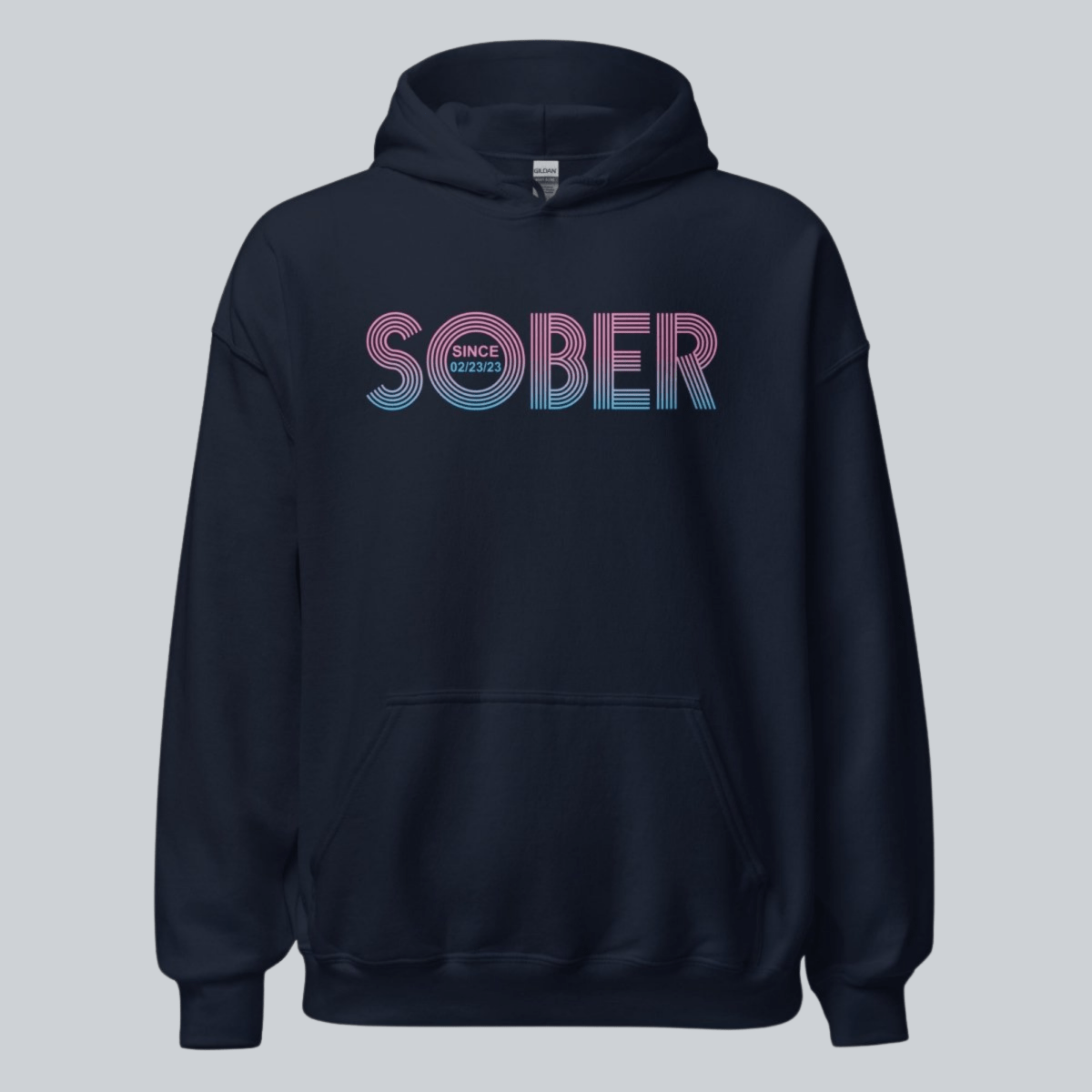 Retro Sobriety Date Recovery Hoodie side view (view 6)