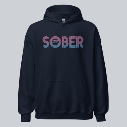 Retro Sobriety Date Recovery Hoodie side view (view 6)