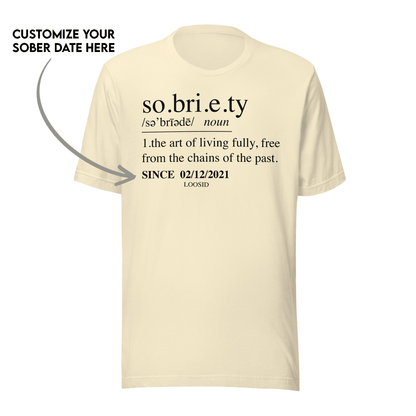 Sobriety Definition Men's w Personalize Sober Date Sober T Shirt flat lay styled image (view 13)