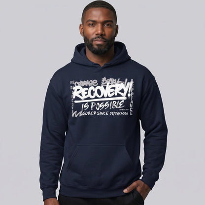 Recovery Is Possible Hoodie with Date Recovery Hoodie product photo (view 20)