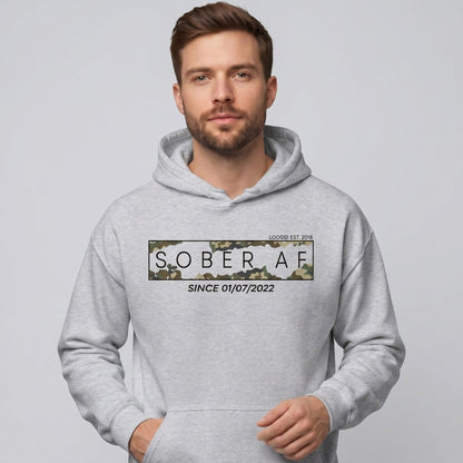 Sober AF Camo Recovery Hoodie product photo (view 10)
