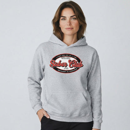 Sober Club Badge Recovery Hoodie featuring the design (view 31)