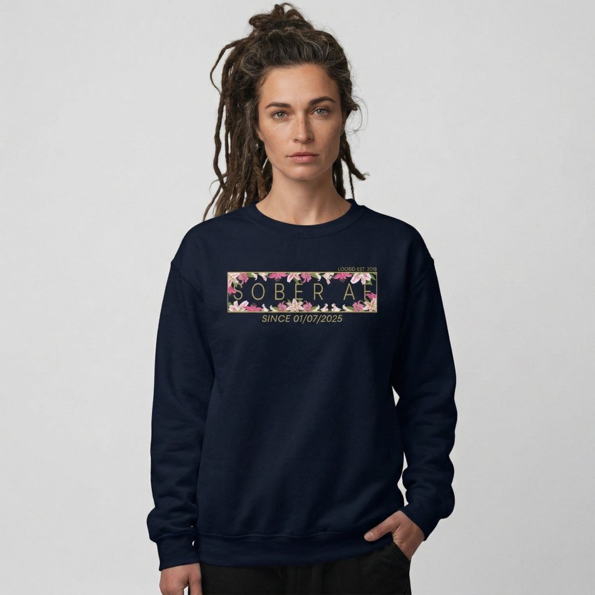 Sober AF Sweatshirt w Custom Sobriety Date Recovery Hoodie product photo (view 10)