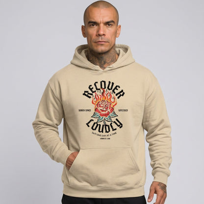 Recover Loudly Custom Sobriety Date Recovery Hoodie side view (view 36)