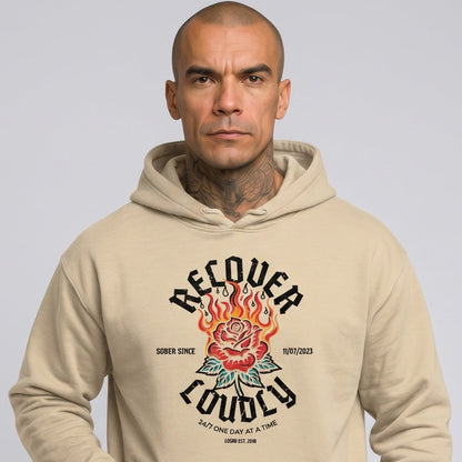 Recover Loudly Custom Sobriety Date Recovery Hoodie lifestyle view (view 35)