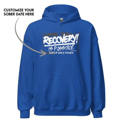 Recovery Is Possible Hoodie with Date Recovery Hoodie featuring the design (view 31)