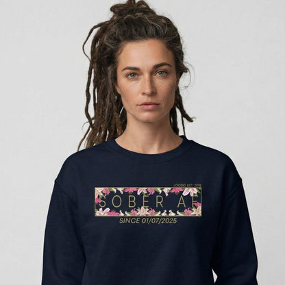 Sober AF Sweatshirt w Custom Sobriety Date Recovery Hoodie fit detail (view 9)