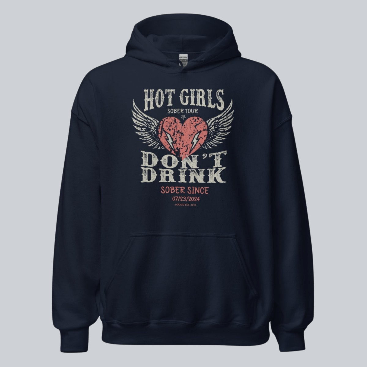 Hot Girls Don't Drink Custom Sobriety Date Recovery Hoodie featuring the design (view 11)