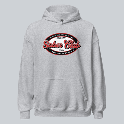 Sober Club Badge Recovery Hoodie back view (view 37)