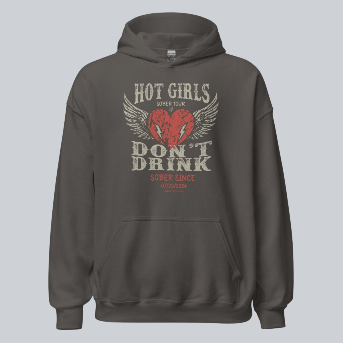 Hot Girls Don't Drink Custom Sobriety Date Recovery Hoodie lifestyle view (view 15)