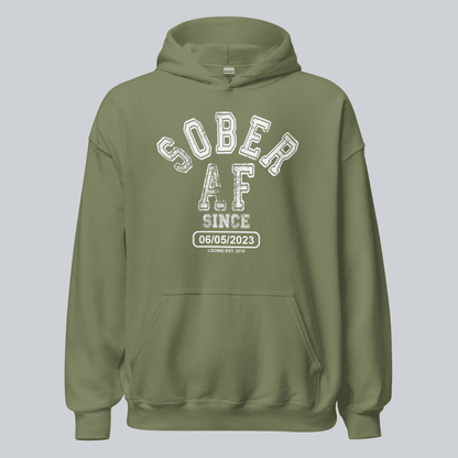 Sober AF Since Recovery Hoodie close-up view (view 22)