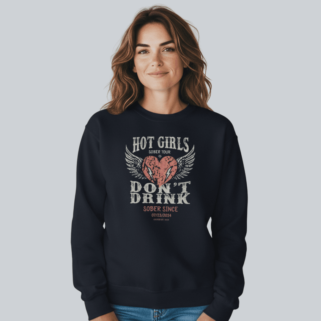 Hot Girls Sobriety Recovery Hoodie fit detail (view 9)