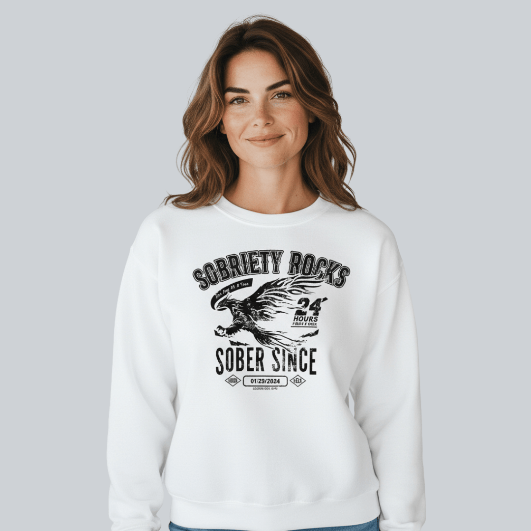 Sober Since Recovery Hoodie fit detail (view 29)