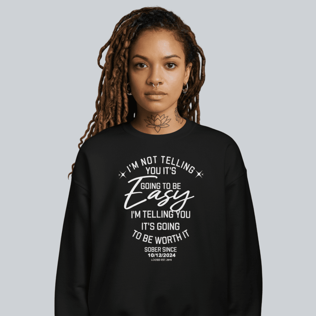 I'm Not Telling Sobriety Recovery Hoodie lifestyle view (view 5)