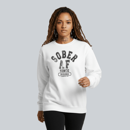 Sober AF Since Recovery Hoodie flat lay styled image (view 33)