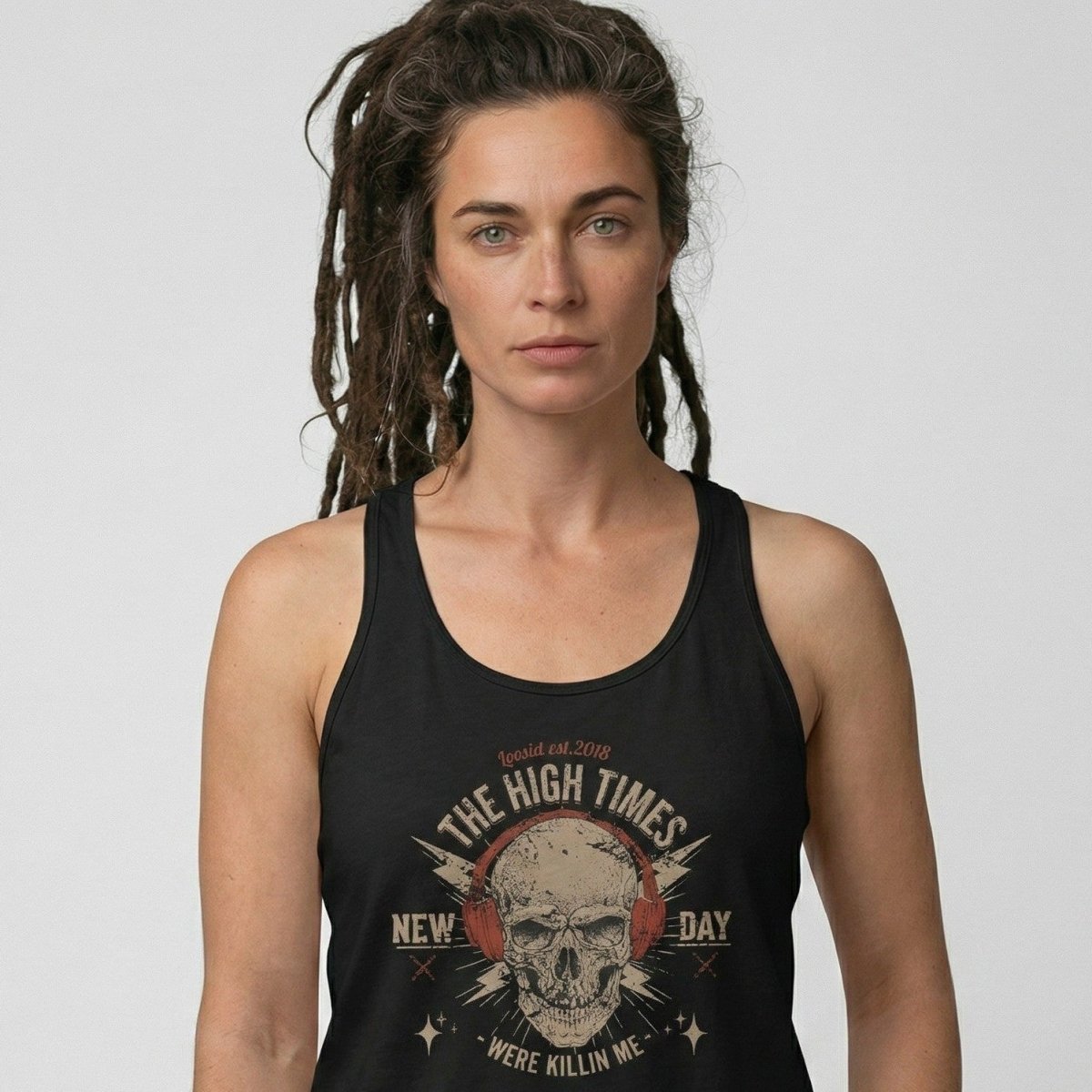 Loosid High Times Were Killing Me Sober Tank Top featuring the design