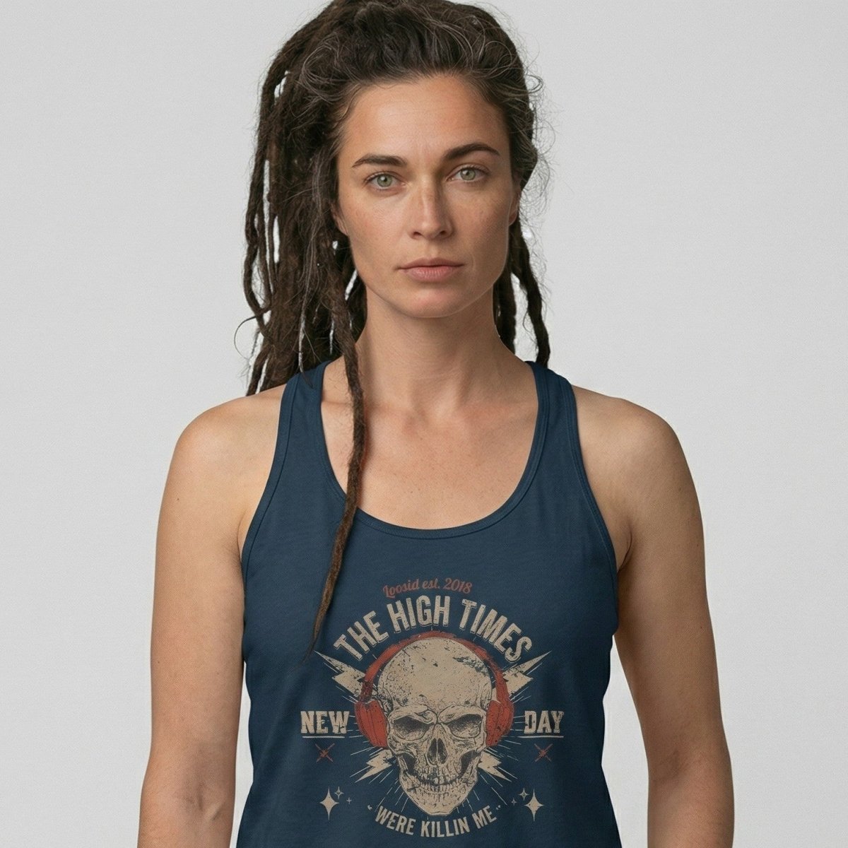 High Times Were Killing Me Sober Tank Top fit detail (view 9)