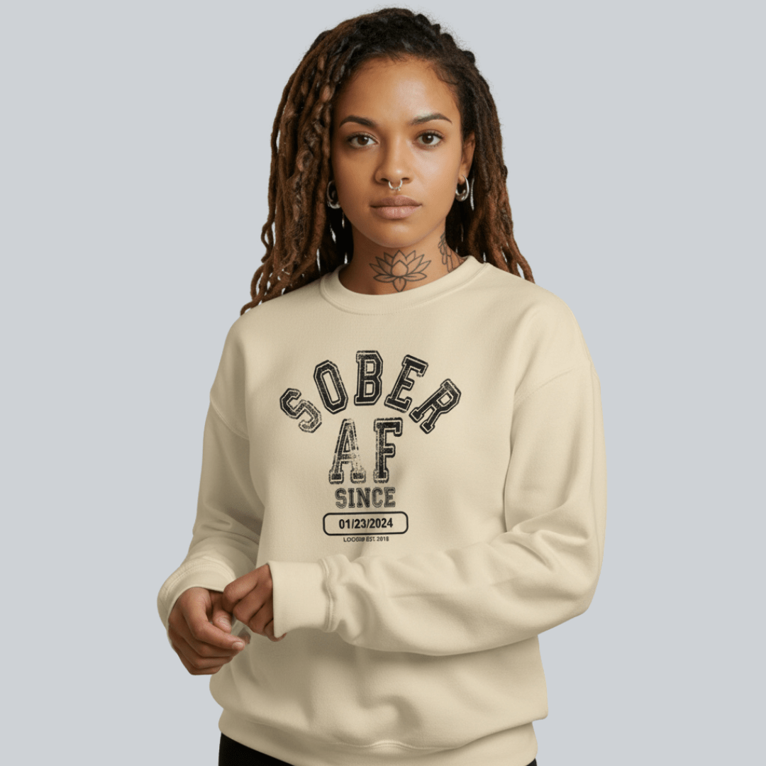 Sober AF Since Recovery Hoodie back view (view 27)
