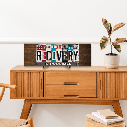 Recovery Is Possible License Plate Printed Composite Sobriety Art close-up view (view 2)