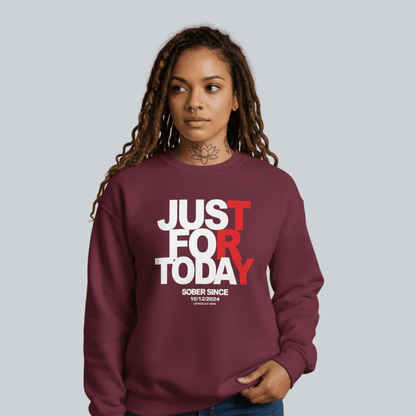 Just Try For Today Sobriety Recovery Hoodie flat lay styled image (view 23)