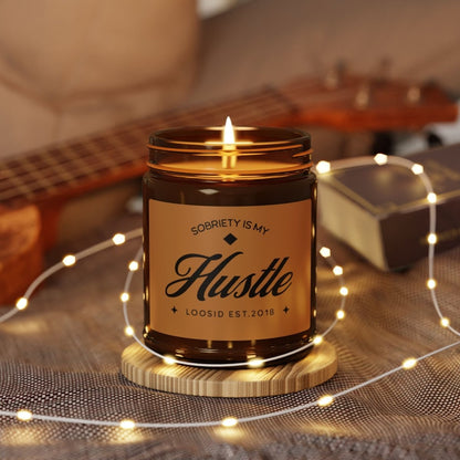 Loosid Sobriety is My Hustle Sobriety Sobriety Candle featuring the design