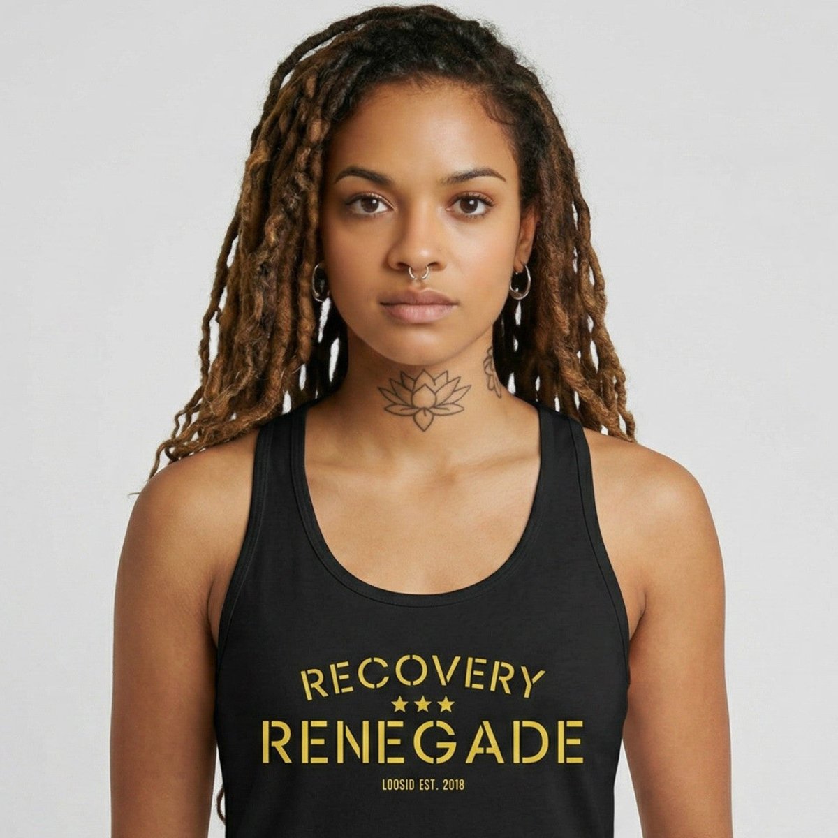 Recovery Renegade Sober Tank Top close-up view (view 2)