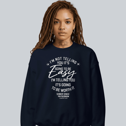 I'm Not Telling Sobriety Recovery Hoodie fit detail (view 9)