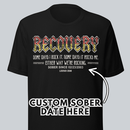 Recovery Rock Sober T Shirt graphic detail (view 4)