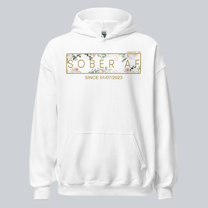 Sober AF Flower Recovery Hoodie close-up view (view 32)