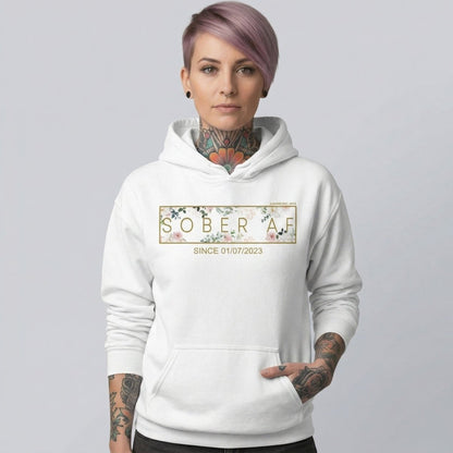 Sober AF Flower Recovery Hoodie side view (view 36)