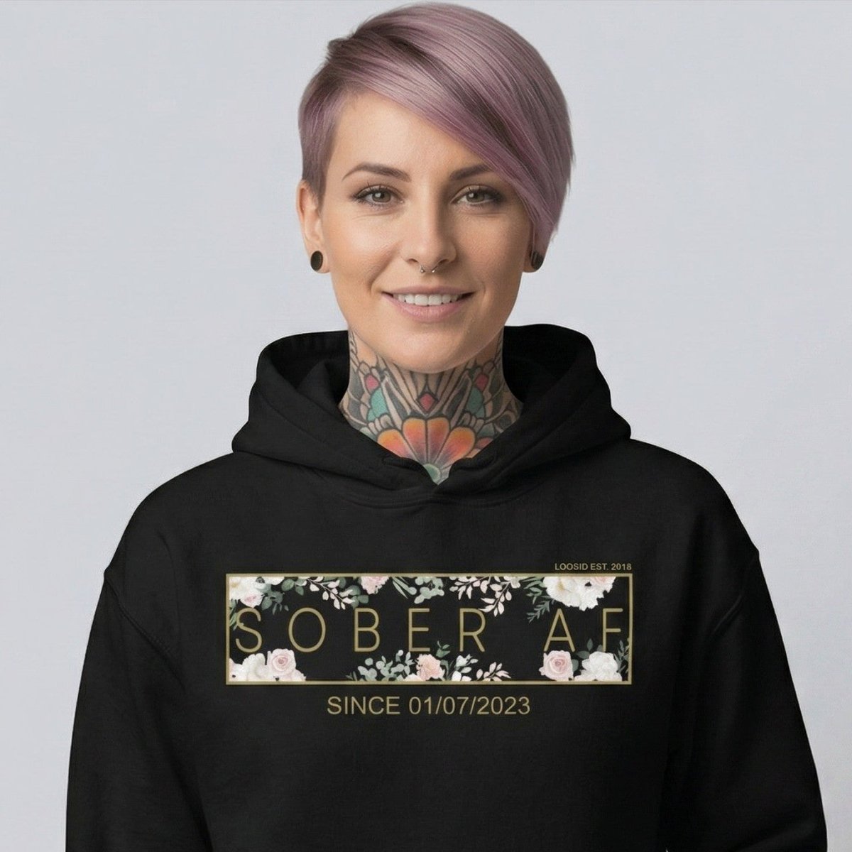 Sober AF Flower Recovery Hoodie product photo (view 10)