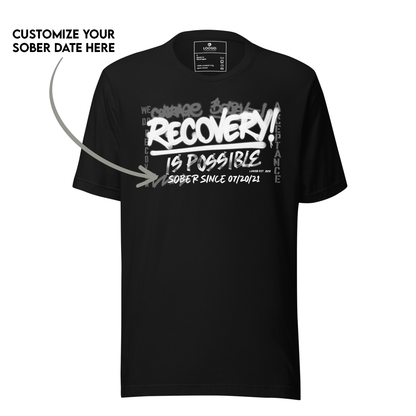 Recovery Is Possible Sober T Shirt flat lay styled image (view 3)