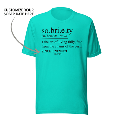 Sobriety Definition Men's w Personalize Sober Date Sober T Shirt lifestyle view (view 5)
