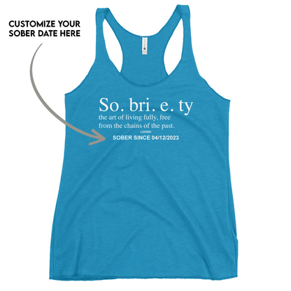 Sobriety Definition Women's w Personalize Sober Date Sober Tank Top flat lay styled image (view 23)