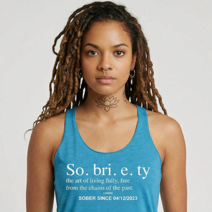 Sobriety Definition Women's w Personalize Sober Date Sober Tank Top graphic detail (view 24)