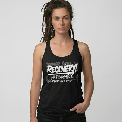 Recovery Is Possible Sober Tank Top close-up view (view 2)