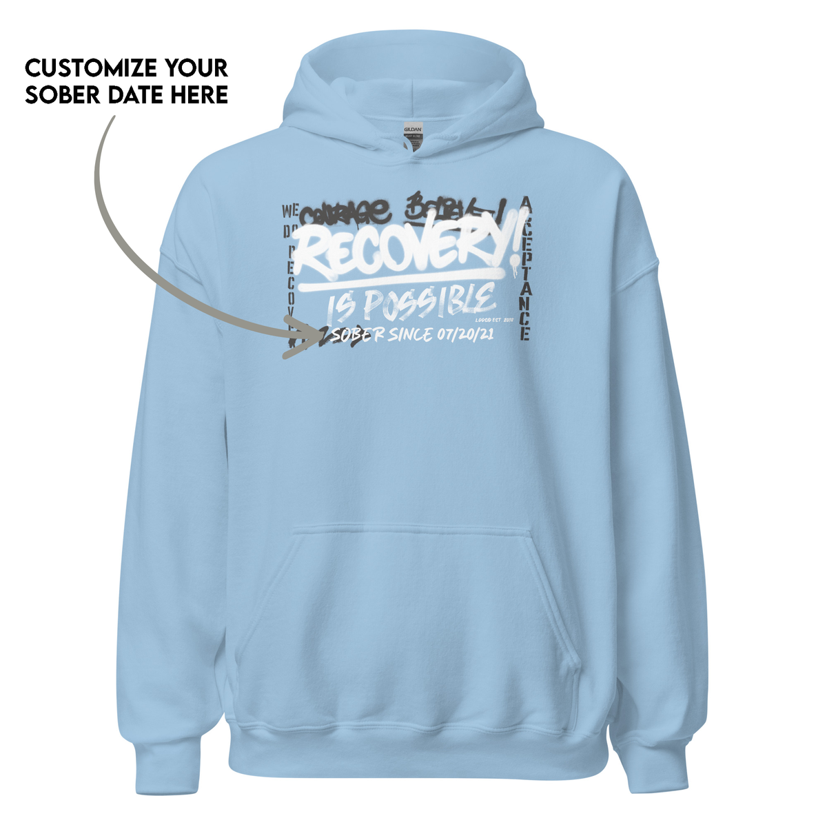 Cozy recovery hoodie for meaningful self-expression