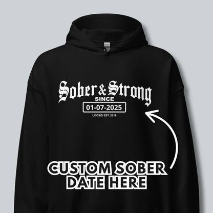 Old School Sober Recovery Hoodie flat lay styled image (view 3)