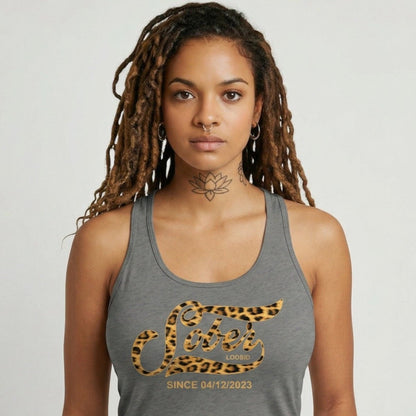 Leopard Sober Since Sober Tank Top fit detail (view 9)