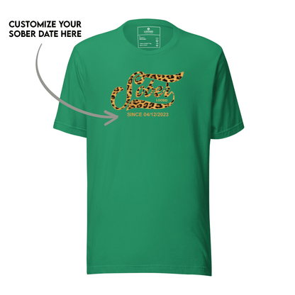 Leopard Sober Since Sober T Shirt graphic detail (view 14)