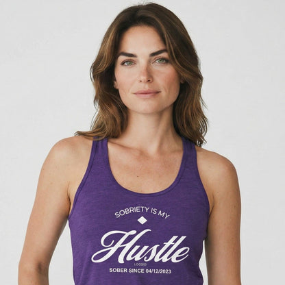 Loosid Hustle Women's w Personalize Sober Date Sober Tank Top featuring the design