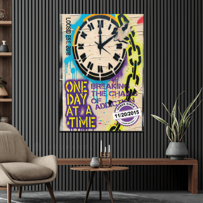 One Day At a Time Sobriety Art close-up view (view 2)