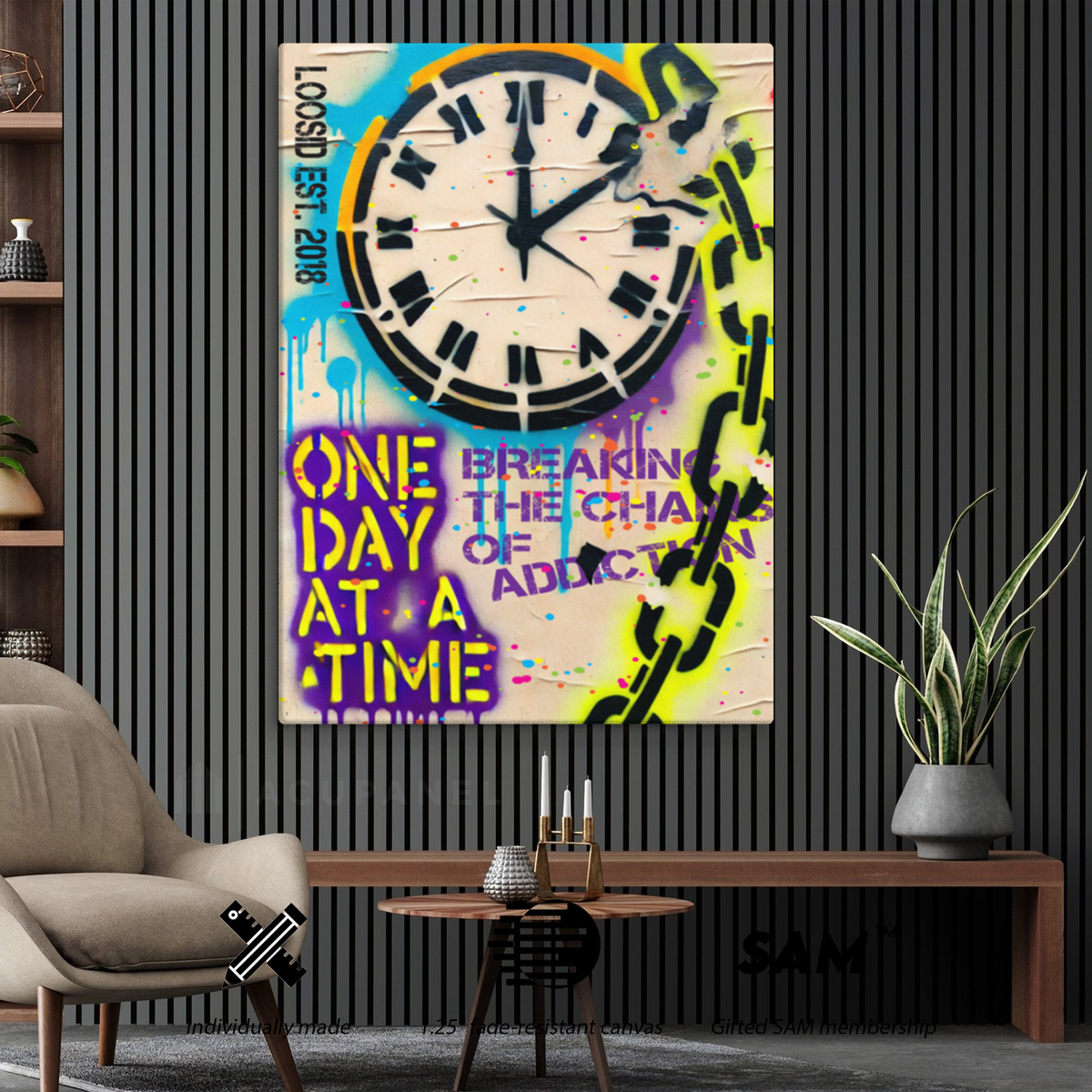 Sobriety art featuring a powerful one day at a time message