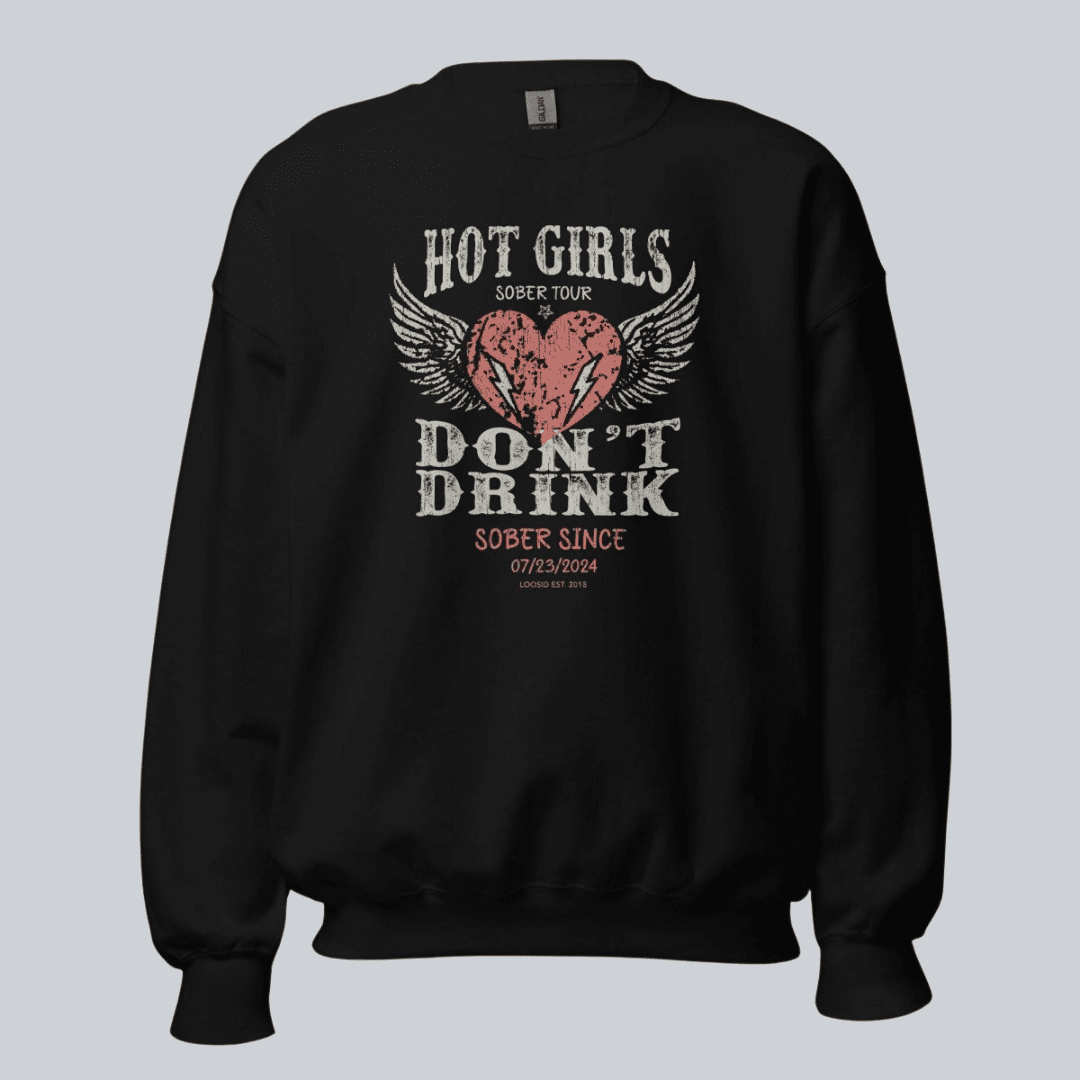 Hot Girls Sobriety Recovery Hoodie flat lay styled image (view 3)