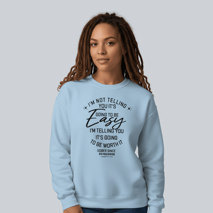 I'm Not Telling Sobriety Recovery Hoodie flat lay styled image (view 23)
