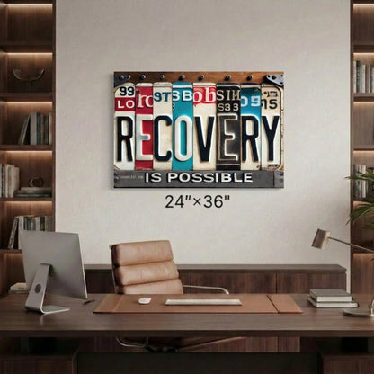 Loosid Recovery Is Possible License Plate Sobriety Gift featuring the design