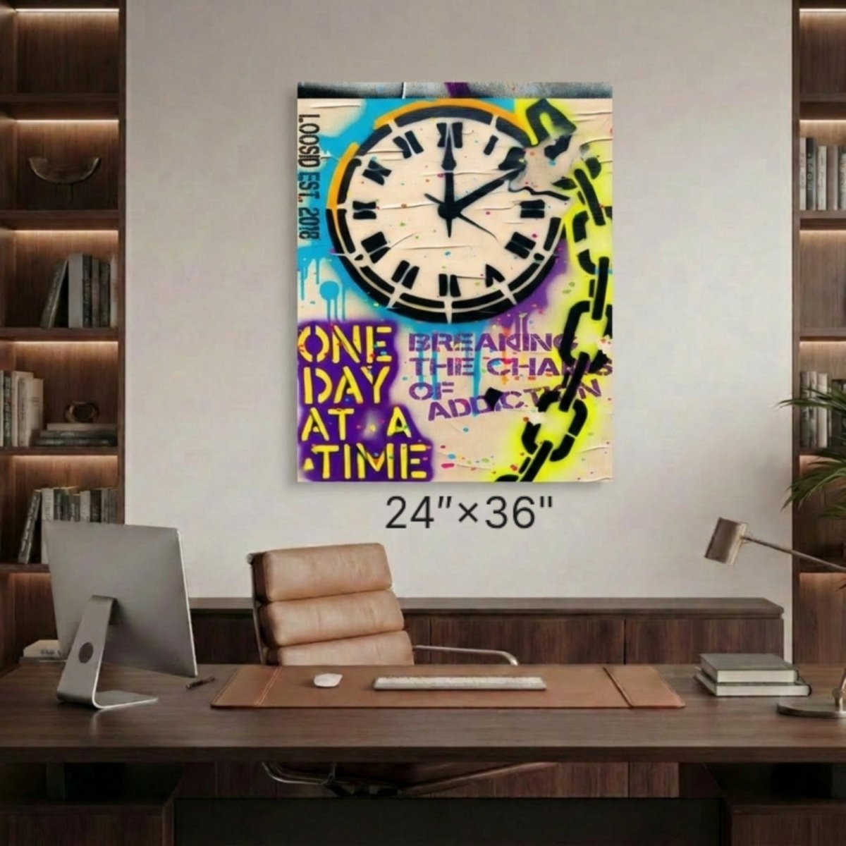 Loosid One Day at a Time Inspirational Sobriety Art featuring the design