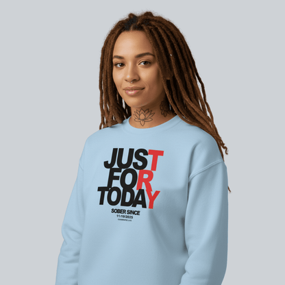 Just Try For Today Sobriety Recovery Hoodie fit detail (view 29)