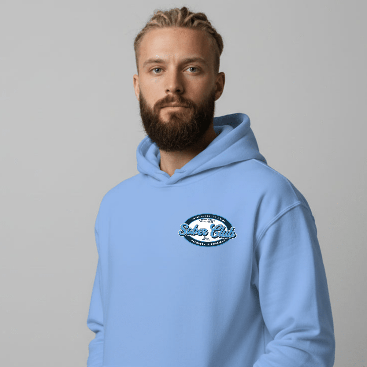 Sober Club Badge Recovery Hoodie fit detail (view 29)
