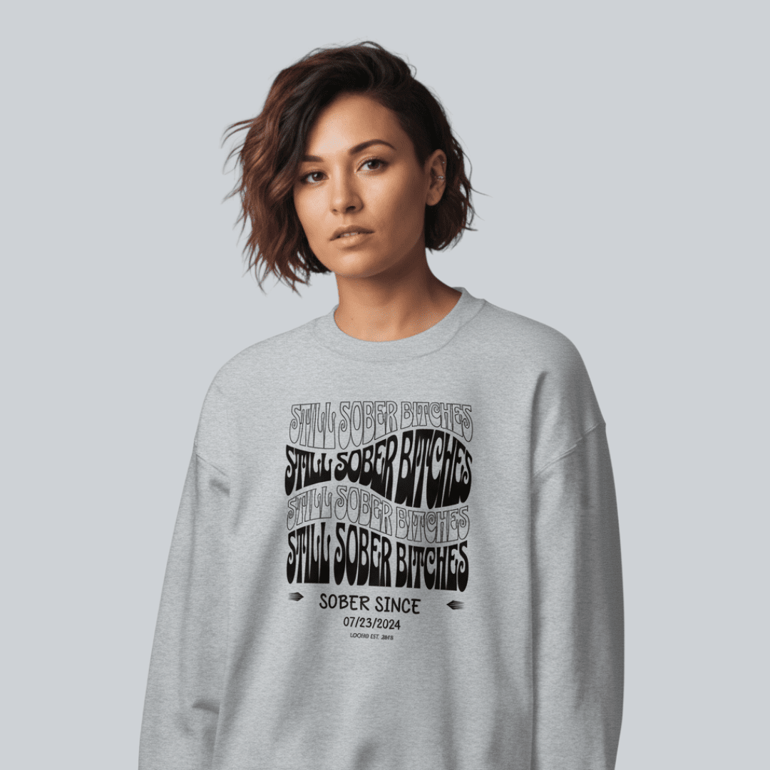 Still Sober B Recovery Hoodie flat lay styled image (view 23)